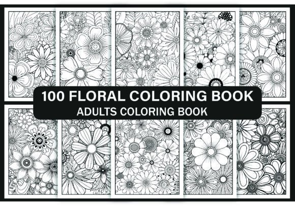 100 Flowers Adult Coloring Pages Graphics