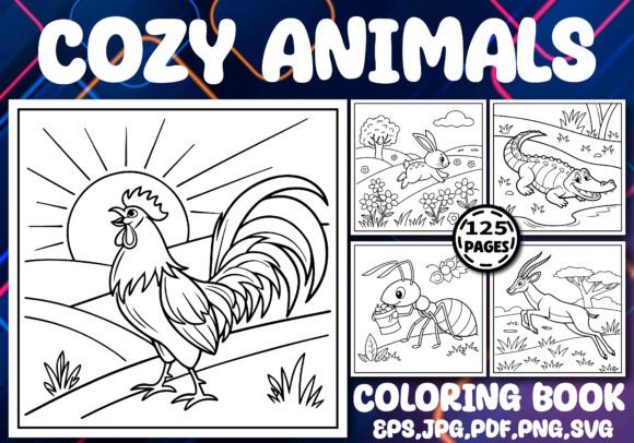 125 Cozy Animal Coloring Pages for Kids: Graphics & Coloring Pages