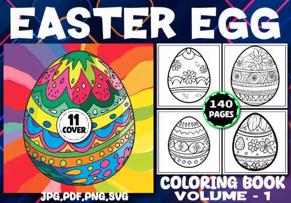 140 Easter Eggs Coloring Pages for Adult: Graphics & Coloring Pages