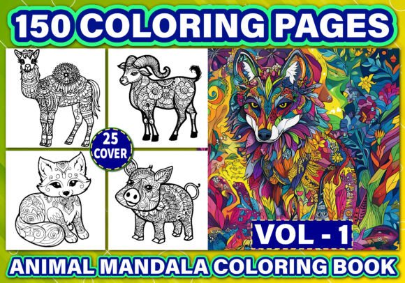 150 Animal Mandala Coloring Pages KDP Graphics