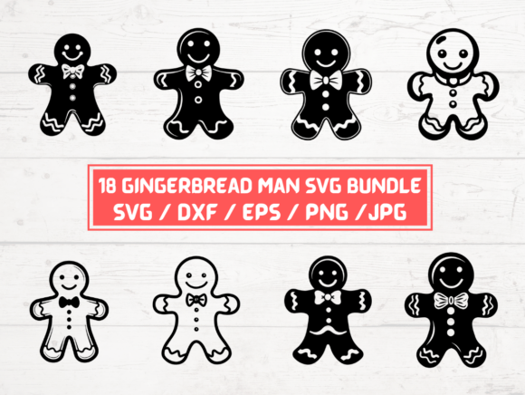 18 CHRISTMAS Gingerbread Man SVG Bundle: Graphics & Crafts