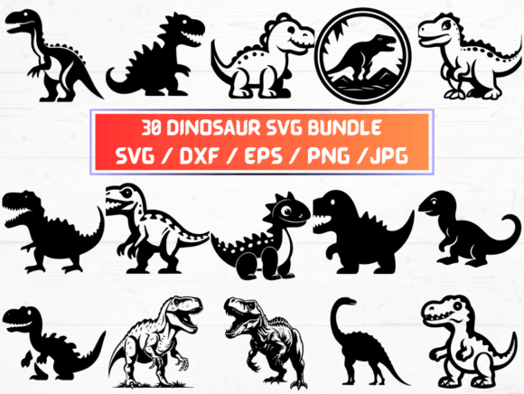 30 Dinosaur SVG Files for Crafts & Graphics