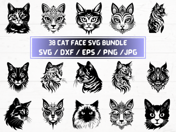 38 Cat Face SVG: Graphics for Crafts & Local Branding