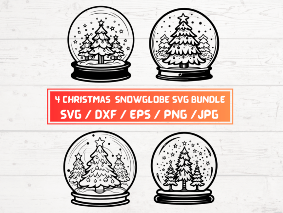 4 CHRISTMAS Snowglobe SVG Bundle: Graphics for Crafts & Branding