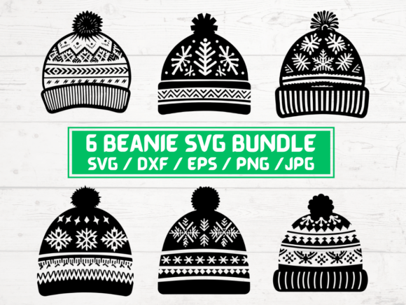 6 Christmas Beanie SVG Bundle: Graphics for Crafts & Local Branding