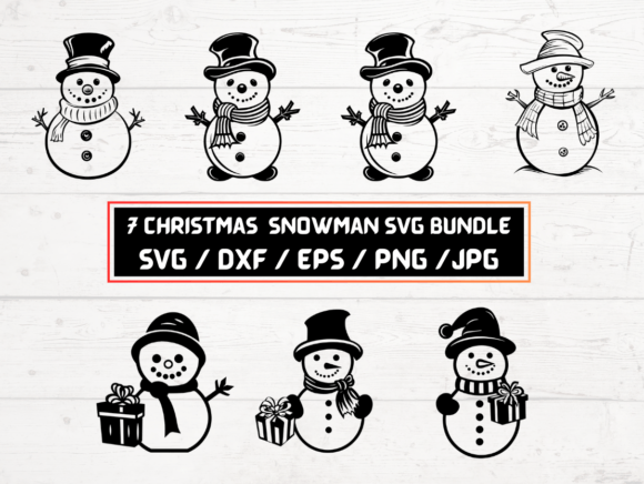 7 CHRISTMAS Snowman SVG Bundle: Graphics for Crafts & Commercial Use