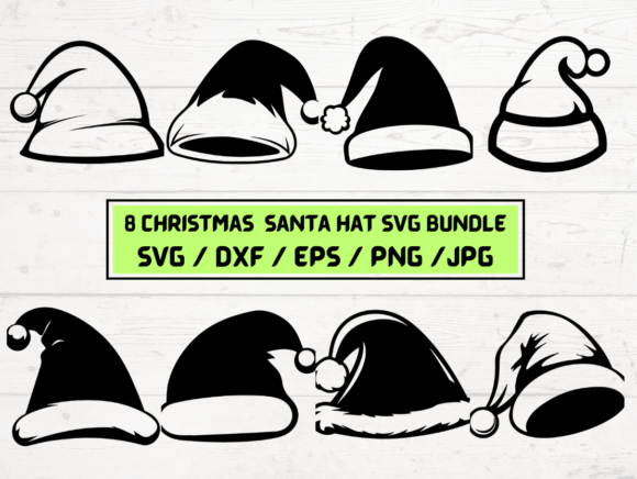 8 CHRISTMAS Santa Hat SVG Bundle: Graphics for Crafts & Content