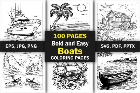 Boats Adult Coloring Book for-Kdp: Graphics & Coloring Pages