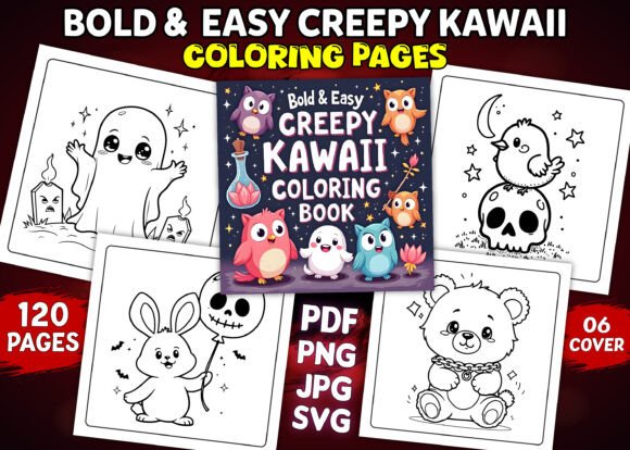 Bold Easy Creepy Kawaii Coloring Pages Graphics