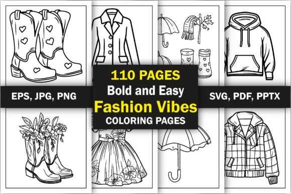 Bold Easy Fashion Vibes Coloring Pages & Graphics