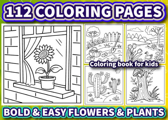 Bold Easy Flowers Plants Coloring Pages Graphics