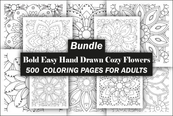 Bold Easy Hand Drawn Cozy Flowers: Graphics & Coloring Pages