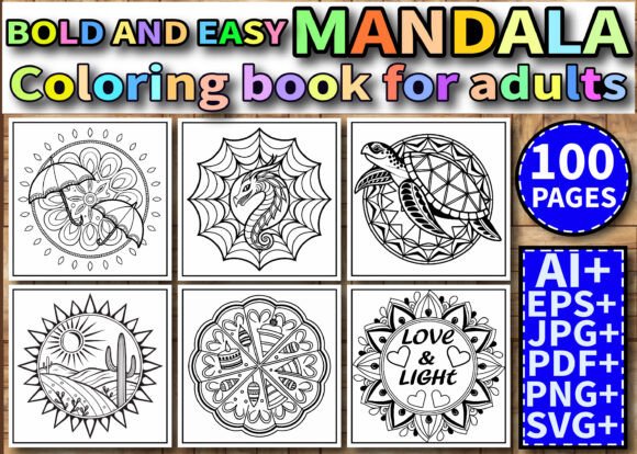 Bold & Easy Mandala Coloring Pages Graphics