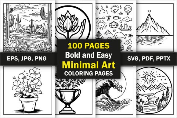 Bold & Easy Minimal Art Coloring Pages Graphics