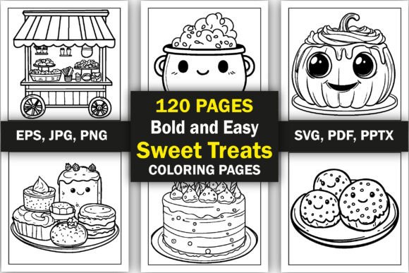 Bold Easy Sweet Treats Coloring Pages Graphics