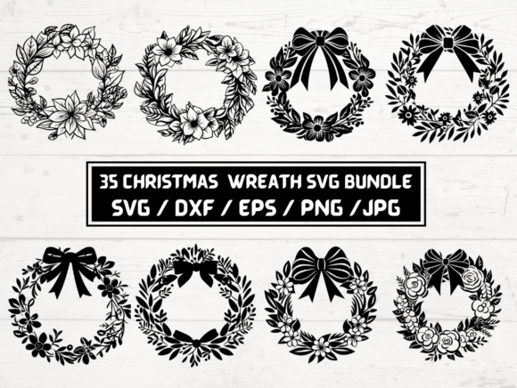 Christmas Wreath SVG Bundle: Graphics for Local Crafts & Branding