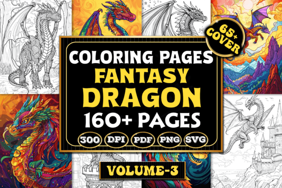 Fantasy Dragon Coloring Pages: Graphics & Coloring Pages