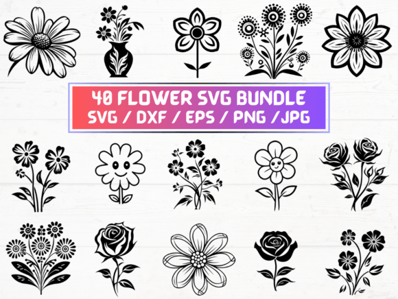 Flower SVG, DXF, EPS, JPG Graphics for Crafts