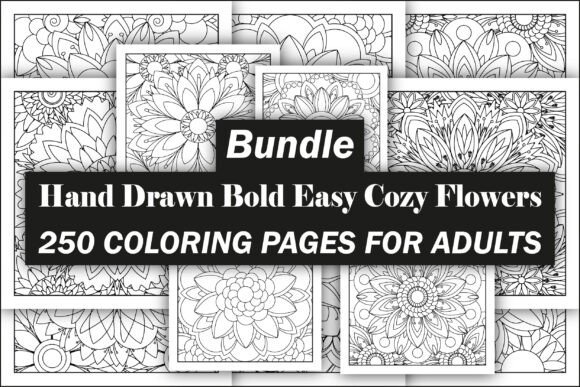 Hand Drawn Bold Easy Cozy Flowers Graphics & Coloring Pages