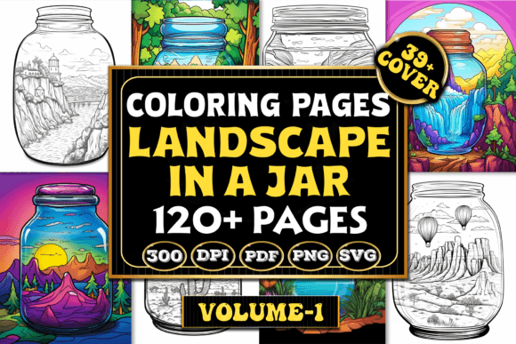 Landscape in a Jar Coloring Pages: Graphics & Coloring Pages